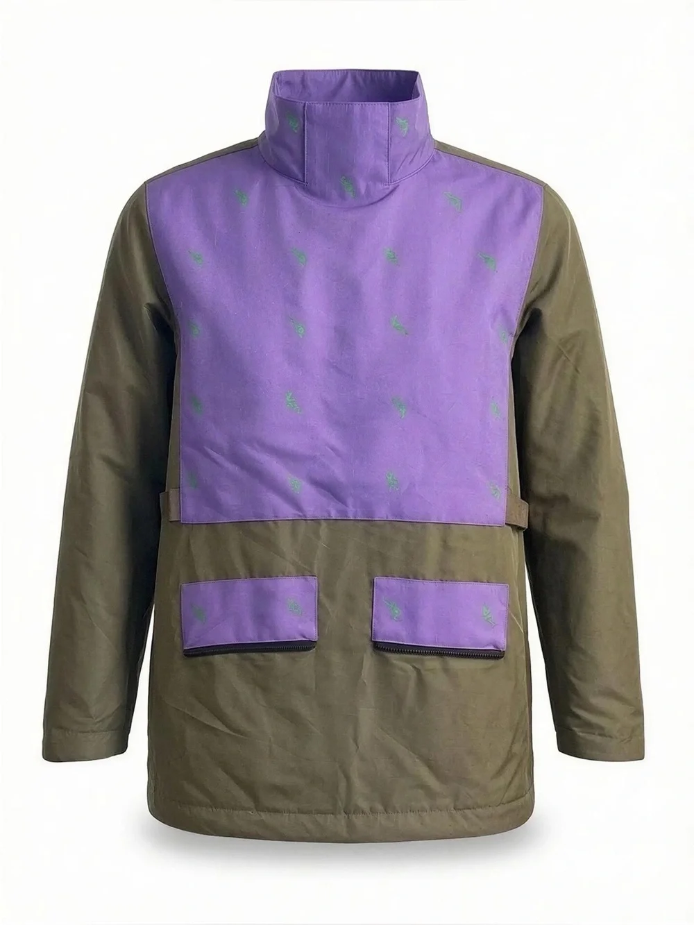 Women’s Olive & Purple Shell Jacket with Hand Gun Print Size Small - Picture 2 of 3